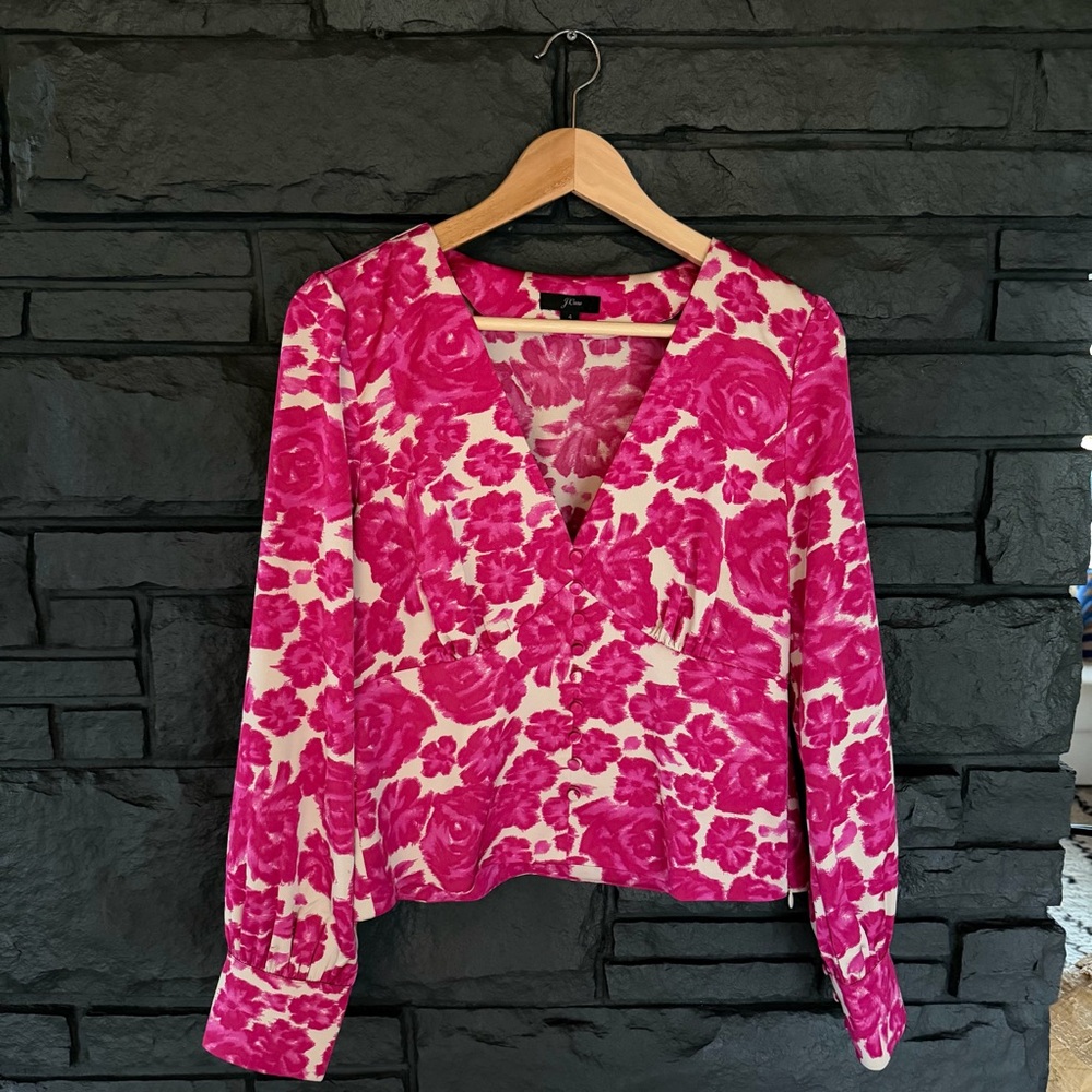 J. Crew Pink Floral Blouse